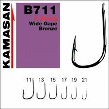 Kamasan B711 XS Wide Gape Haken, mit Widerhaken